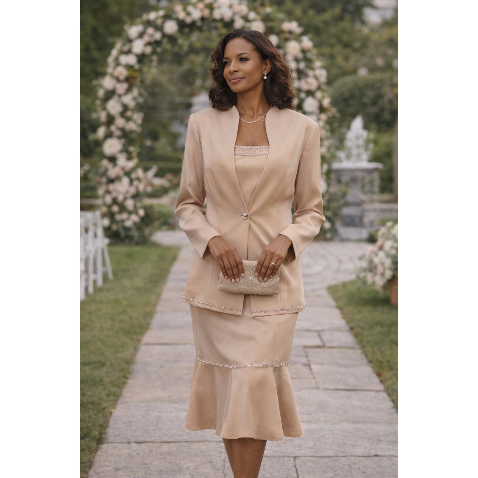 Carmia Women's 3-Piece Rhinestone Suit Set | Mother Of The Bride Formal |Sz 14